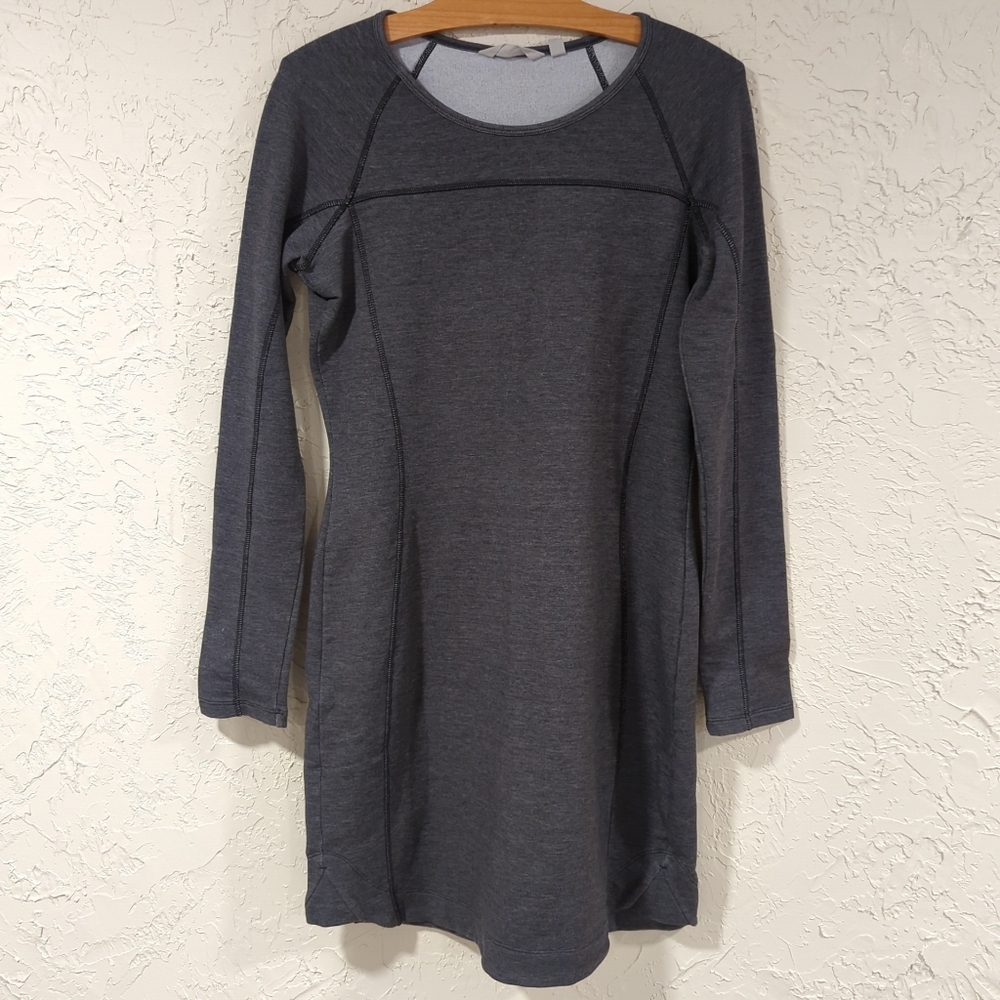 Athleta Dark Charcoal Gray Long Sleeve Women's Swearshirt Dress - Women's Small